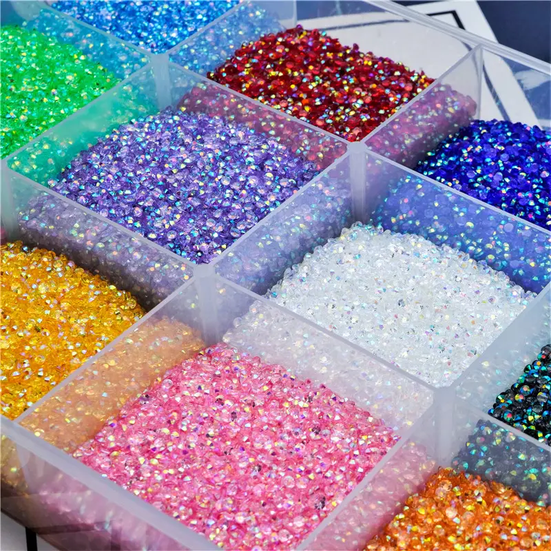 Lan Guang Wholesale 2 3 4 5 6mm Round Strass Gems Nail Art Decoration Flatback Crystal Stones Transparent AB Resin Rhinestone