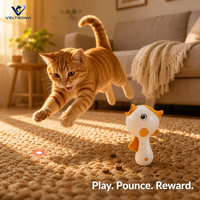 Jouet laser pour chat en forme de poisson, distributeur interactif de friandises, lanceur de croquettes avec pointeur laser rouge, jouet pour chaton, jeu d'intérieur pour chat