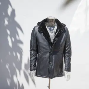 Новая модная дизайнерская мужская куртка из натуральной кожи с воротником из искусственного меха и капюшоном