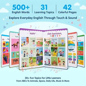 Libro Sonoro Interattivo Ricaricabile in Inglese per Bambini, 500 Parole, Pianoforte Giocabile, 31 Temi Educativi, Audiolibro - Product Image 4