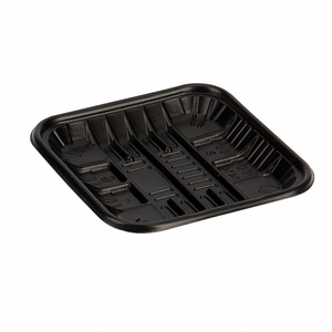 Custom PP rectangular disposable plastic frozen food blister meat sushi packaging black food squid sushi sealable tray for food