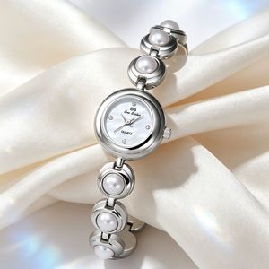 Reloj de Pulsera de Cuarzo con Cadena de Perlas Elegante y Vintage para Mujer, con Esfera Redonda Delicada, Reloj de Joyería de Moda de Lujo para Uso Diario - Product Image 5