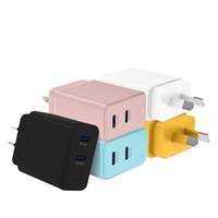 Chargeur mural USB-C rapide 25W 50W CE RoHS, adaptateur secteur double PD, prise de charge murale rose Type-C
