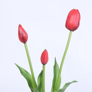 Flores Artificiales al por Mayor, Tulipanes Realistas Pequeños en Maceta <span class=keywords><strong>de</strong></span> Vidrio, Arreglos Personalizados, Ramos <span class=keywords><strong>de</strong></span> Flores, Material <span class=keywords><strong>de</strong></span> <span class=keywords><strong>PVC</strong></span>, para Interiores y Exteriores - Product Image 1
