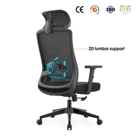 Chaise de bureau ergonomique pivotante avec support lombaire 2D réglable, directement de l'usine, pour bureaux gouvernementaux et immeubles de bureaux