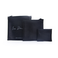 Sac à bijoux en cuir PU avec logo personnalisé petit bijou de voyage noir pochette à fermeture éclair