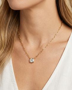 Bán Buôn <span class=keywords><strong>14K</strong></span>/18K Vàng Bezel Set Vuông Kim Cương Phụ Nữ Kẹp Giấy Vòng Cổ Thời Trang Hợp Thời Trang Đồ Trang Sức Với Liên Kết Chuỗi - Product Image 4