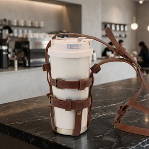 Étui de transport isotherme en cuir PU réglable pour gobelet, avec bandoulière, pour bouteille d'eau – Idéal pour l'été - Product Image 3