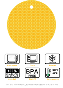 แผ่นรองซิลิโคนรังผึ้งทรงกลม2023แผ่นรองความร้อนซิลิโคนหลากสีกันลื่น - Product Image 6