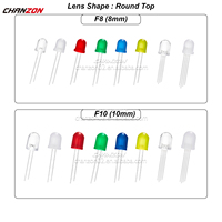 Diode Led DIP à tête ronde 3mm 5mm 8mm 10mm Diode électroluminescente à tête ronde Rouge Vert Bleu Jaune Orange Rose Violet Bi-color RGB