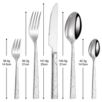 Ensemble de couverts de luxe martelé en acier inoxydable argenté épais de qualité supérieure pour restaurant (couteau, fourchette, cuillère)