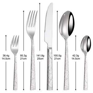 Juego de Cubiertos de Acero Inoxidable Plateado de Primera Calidad, Juego de Cubiertos de Lujo con Diseño Martillado para Restaurante - Product Image 6