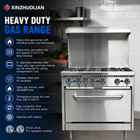 Cuisinière à gaz de luxe en acier inoxydable certifiée ETL, 6 brûleurs avec four, design nord-américain, haute puissance pour restaurants