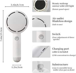 Ventilador de Maquillaje Portátil Recargable con Luz Natural, Mini Ventilador de Mano para Bebés, Soplador de Aire para Pestañas, para Extensiones de Pestañas - Product Image 6