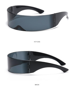Lunettes de soleil une pièce futuristes <span class=keywords><strong>Cyberpunk</strong></span> à logo personnalisé Lunettes de fête à la mode avec cadre noir blanc en <span class=keywords><strong>PC</strong></span> Unisexe <span class=keywords><strong>Pas</strong></span> <span class=keywords><strong>cher</strong></span> Vente en gros - Product Image 6
