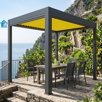 Sweet Home Kommerzielle Aluminium-Pergola Gartenlaube Outdoor Motorisiertes Lamellendach Einziehbares Dach mit Windsensor Wasserdicht UV-Schutz