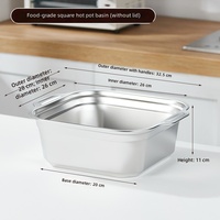 Marmite carrée en acier inoxydable grande capacité, épaissie, pour soupes et plats chauds, grande marmite de cuisson, ustensile de cuisine pour cuisinière à gaz/à induction