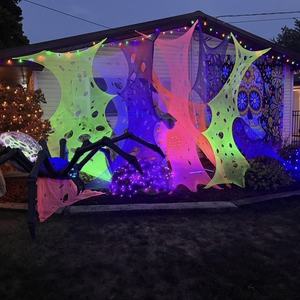 Décor d'Halloween Pafu, toile d'araignée à découper soi-même, filet flexible, filet extensible, décorations de toiles d'araignée effrayantes avec piquets de sol - Product Image 6