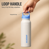 Bouteille d'eau isotherme grande capacité 600 ml en acier inoxydable 316, coque sous vide 201, maintien au chaud 6 à 12 heures, avec poignée et couvercle torsadé, portable pour l'extérieur