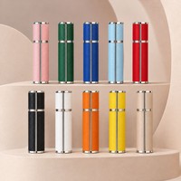 Flacon de voyage en cuir PU 10 ml, atomiseur de parfum rechargeable, vaporisateur portable avec finition argentée, emballage cosmétique en gros