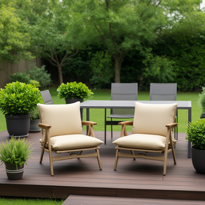 Cojines para Sillas de Exterior, Tela Oxford Beige, Tamaño Pequeño, Resistentes al Agua, Acolchados, Diseño Sólido, para Uso en Todas las Estaciones - Product Image 2