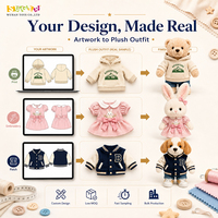 Vêtements personnalisés pour animaux en peluche, tenues pour jouets en peluche à faible MOQ pour cadeaux d'anniversaire, faveurs de fête et vente au détail en boutique