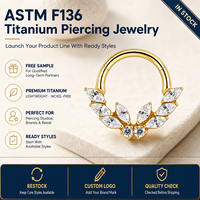 Kaishee Anneau de nez articulé en titane ASTM F136 de qualité implantable pour piercing corporel, bijoux de piercing en titane