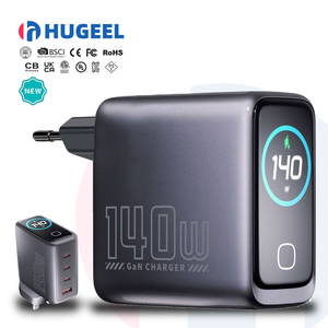 Cargador rápido GaN de 140W, pantalla HD, Control de temperatura inteligente, 3 USB-C, 1 USB-A, adaptador de corriente PD3.1, protección OVP para ordenador portátil, teléfono y tableta - Product Image 1