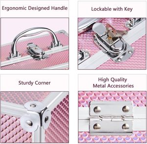 Travel Cosmetic Train <b>Case</b> with 4 Trays Compact <b>Makeup</b> Carry <b>Case</b> Organizer Make up Box for Nail Kits Beauty Accessories - Product Image 5