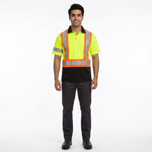 Polo réfléchissant haute visibilité pour hommes, vêtements de travail de sécurité avec bandes réfléchissantes pour les travailleurs industriels - Product Image 1