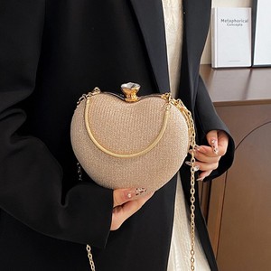 Bolso de mano con forma de corazón y purpurina, bolso de noche brillante, bolso cruzado con cadena dorada para fiesta de boda - Product Image 5