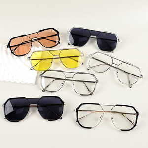 Fashion <b>Rectangle</b> Sunglasses Full Rim <b>Mirror</b> Lenses Unisex Casual UV380 Protection Adult Metal Frame - Product Image 1