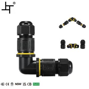 2 Way IP68 Waterproof Cable <strong>Connector</strong> Nylon L Type 2 Core 3 Pins Tool Free Wire <strong>Connector</strong> with Fast Snap Fit for Garden Lighting - Product Image 1