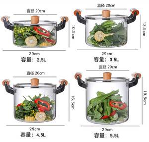 2.5/3.5/4.5/5.5L Transparent Borosilicate Glass Stovetop Cooking <strong>Pot</strong> With Lid and Handle Nonstick <strong>Sauce</strong> <strong>Pot</strong> for Noodles - Product Image 6
