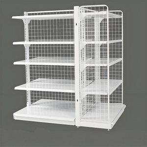 Scaffale Bifacciale Bianco per Supermercato, Robusto Espositore in Rete Metallica per Negozi di Alimentari e Convenience Store, Utilizzo in Garage - Product Image 5