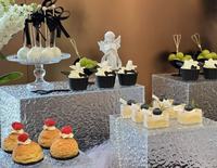 Socle en acrylique Présentoir de nourriture en acrylique Blanc Buffet Riser Cube Dessert Vitrine Épais Gâteau Plinthe Stand pour la Fête de Mariage