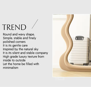 Espejo Decorativo Moderno con Marco de Ondas y Terciopelo, Espejo de Cuerpo Entero Personalizado en Lote - Product Image 5