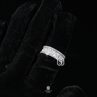 Fabrik OEM Logo Anpassung Herren Bling Breiter Ring Messing Baguette Zirkonia Geschenkbox Hip Hop Geschenk