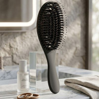 Brosse à cheveux ovale en nylon à poils de sanglier anti-frisottis avec logo personnalisé, pour cheveux épais et mouillés, démêlante et massante pour le cuir chevelu