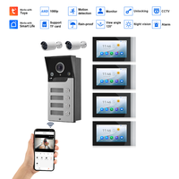 4 Unit Home Security System 1080P Video Door Phone with Color Camera PIR Motion Detection Intercom Multi-Apartment Home Security
