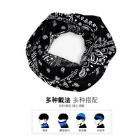 Topi Hijab Wanita Motif Cetak Kacang Mete Topi Pullover Hip-Hop Penghangat Leher Pria Kain Kanvas Modis Gaya Korea Luar Ruangan Penggunaan Ganda