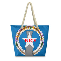 Sac fourre-tout en corde de chanvre imprimé Saipan personnalisé de haute qualité, sac à main en polyester pour la plage, l'école et les courses