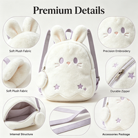 Sac à dos pour enfants en peluche kawaii avec broderie d'étoiles, sac lapin mignon pour cadeau de baby shower
