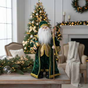 Handmade Christmas Decor Santa Clause Figurine with Sack Premium Gift Artisan Xmas Character for Fireplace Shelf Display - Product Image 3