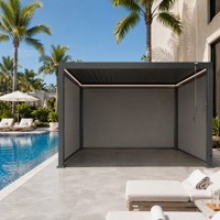 Paravent extérieur large de 3 m, profil en alliage thermolaqué, rideau en tissu translucide rétractable pour pergola en aluminium de jardin