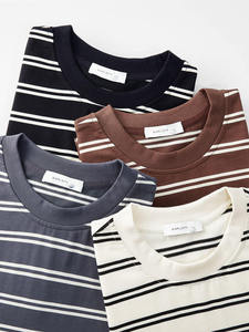 Áo thun unisex tay rơi, in logo tùy chỉnh, phối sọc, dáng rộng, dành cho nam nữ, áo cặp đôi - Product Image 6