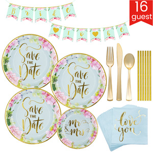 Hot Selling Modern Style Wedding Party Paper Plate Cup Set Party Supplies Disposable Hot Stamping Tableware Set - Product Image 4