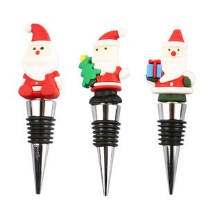 Christmas Santa Claus Wine Stopper Metal Bottle Seal With Cap For Champagne Glass Decorative Holiday Gift Set - Product Image 1
