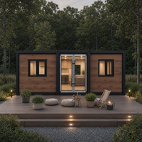 Villa préfabriquée compacte de 20 pieds ou 40 pieds avec deux chambres, cuisine, salles de bain, en acier, extensible, type conteneur, pour hôtels