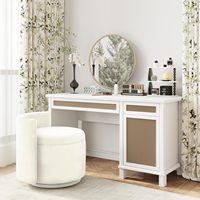 Fauteuil pivotant 360° Allamazing avec rangement, tabouret de vanité, dossier en velours, ottoman en forme de baril pour salon et salle de maquillage